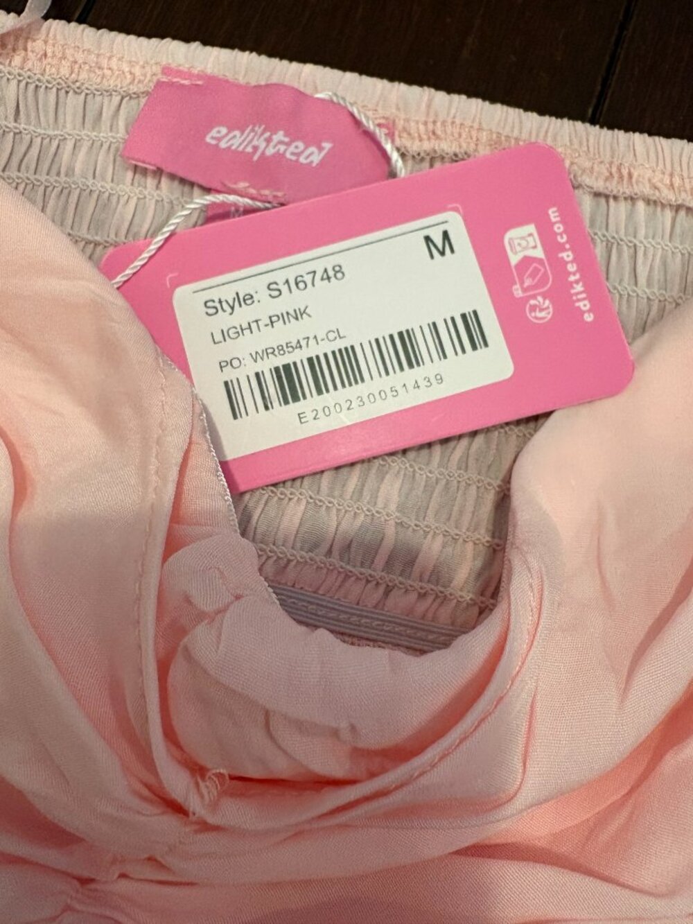 Edikted Pink Strapless Top NWT Size M Ruched Tube Peplum - Picture 4 of 4